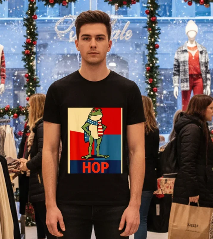 Portland Frog Hop Poster T Black T Shirt