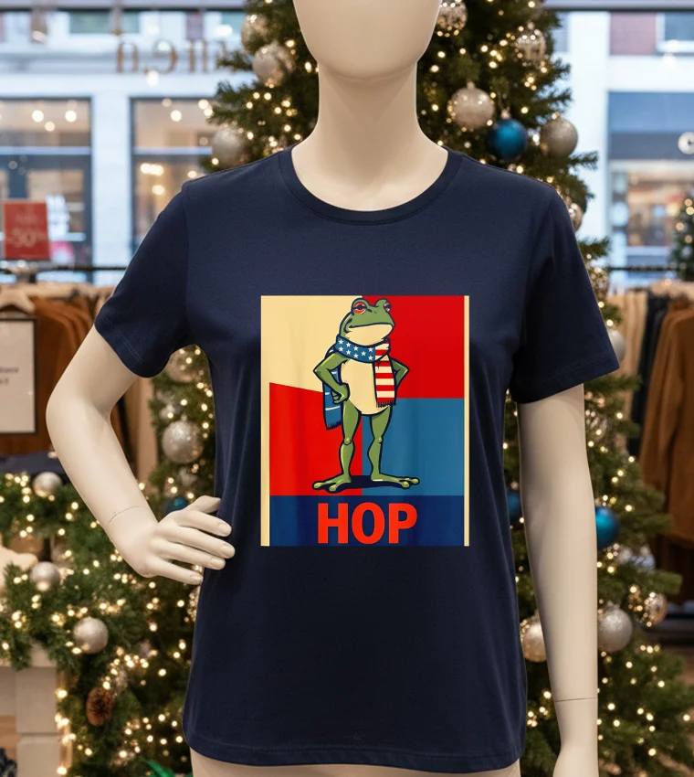 Portland Frog Hop Poster T - navy-t-shirt Portland Frog Hop Poster T Navy T Shirt