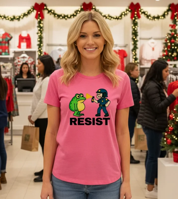 Portland Frog Protest Resist   Pink T Shirt