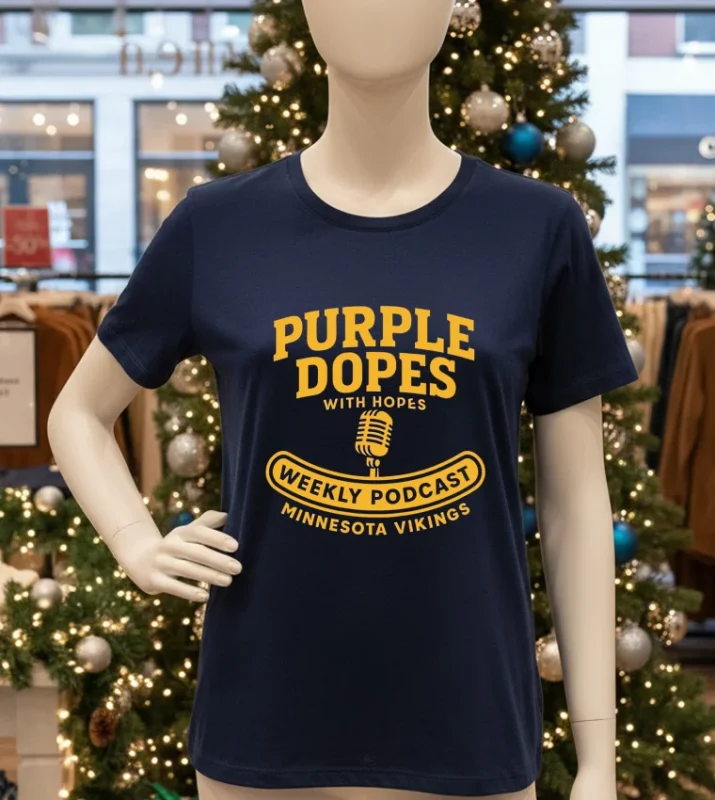 Purple Dopes With Hopes Weekly Podcast Minnesota Vikings   Navy T Shirt
