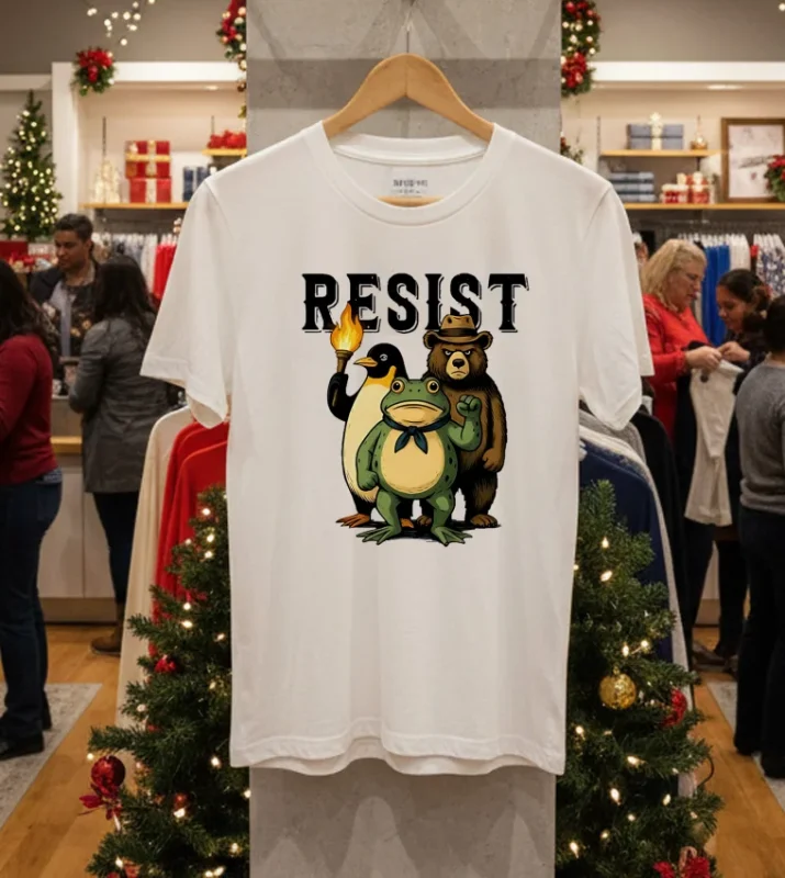 Resist Penguin Frog Bear Sublimation White T Shirt