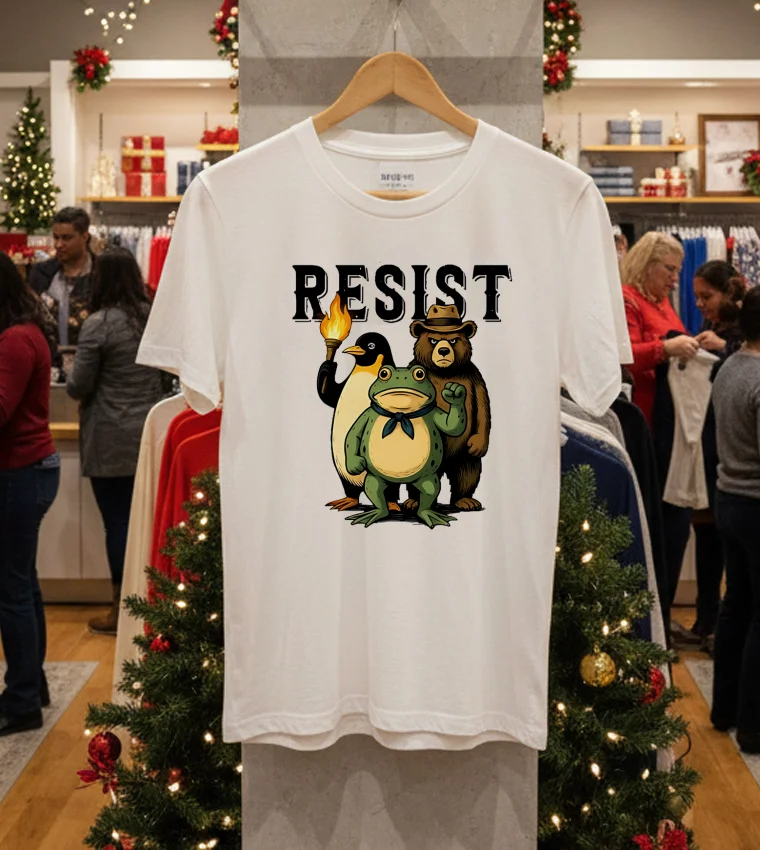 Resist Penguin Frog Bear Sublimation - white-t-shirt Resist Penguin Frog Bear Sublimation White T Shirt