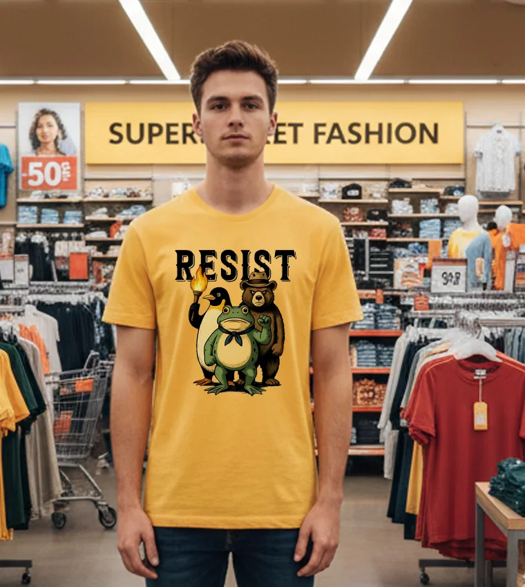 Resist Penguin Frog Bear Sublimation - yellow-t-shirt Resist Penguin Frog Bear Sublimation Yellow T Shirt