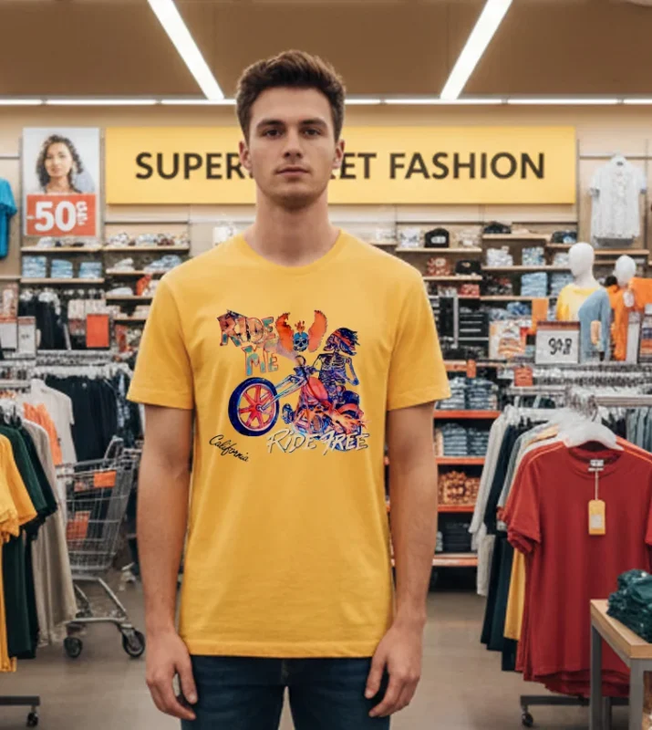 Ride Me Ride Free California Skeleton Yellow T Shirt