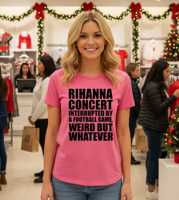 Rihanna Concert Interrupted By A Football Game Weird But Whatever Pink T Shirt