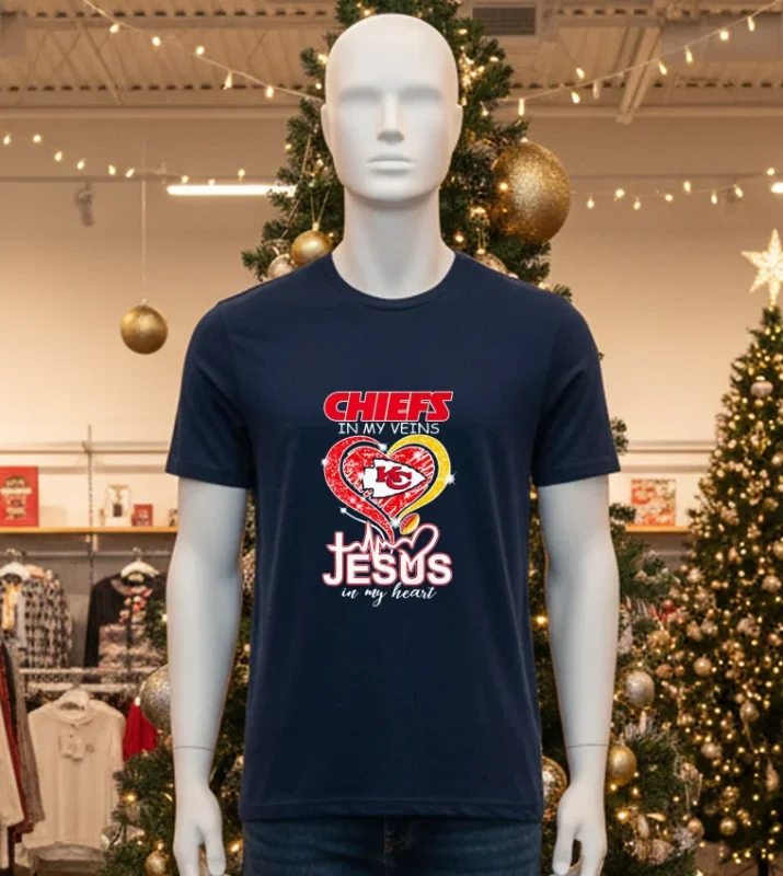 San Francisco 49Ers In My Veins Jesus In My Heart   Black T Shirt