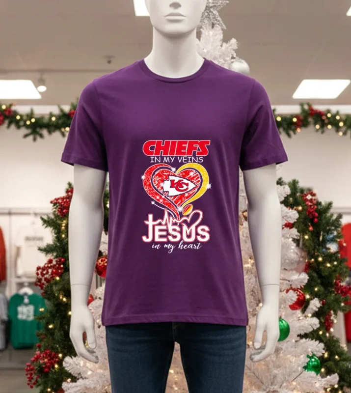 San Francisco 49Ers In My Veins Jesus In My Heart   Purple T Shirt