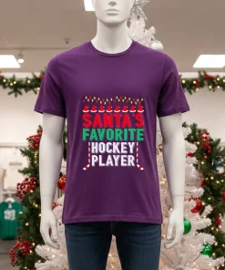 Santa s Favorite Ice Hockey Player Christmas American style t-shirt