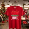 Santa S Favorite Ice Hockey Player Christmas   Red T Shirt