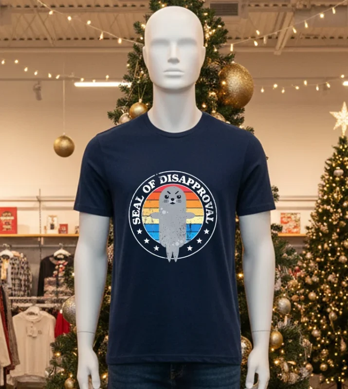 Seal Of Disapproval Funny Retro Black T Shirt