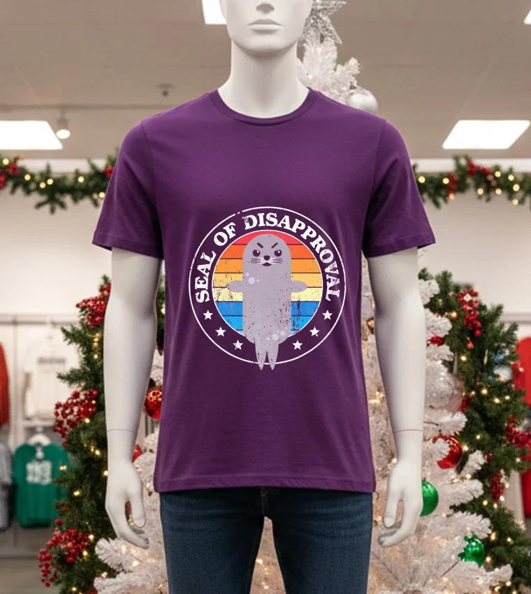 Seal Of Disapproval Funny Retro - purple-t-shirt Seal Of Disapproval Funny Retro Purple T Shirt
