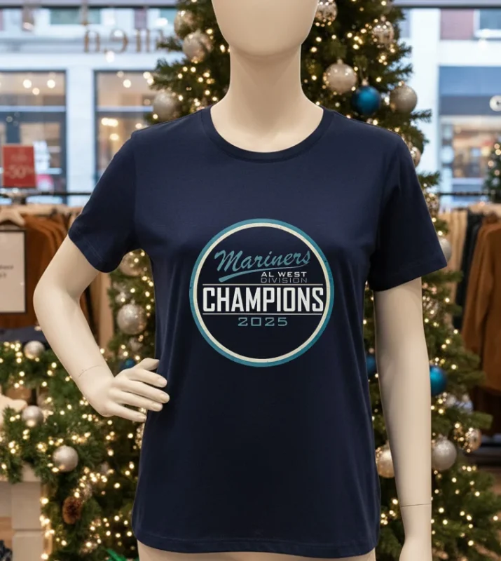 Seattle Mariners Al West Champs 2025 Navy T Shirt