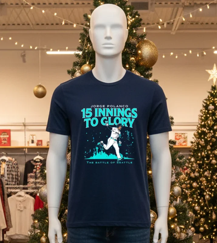 Seattle Mariners Jorge Polanco 15 Innings To Glory Black T Shirt