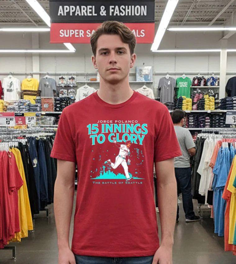 Seattle Mariners Jorge Polanco 15 Innings To Glory - red-t-shirt Seattle Mariners Jorge Polanco 15 Innings To Glory Red T Shirt