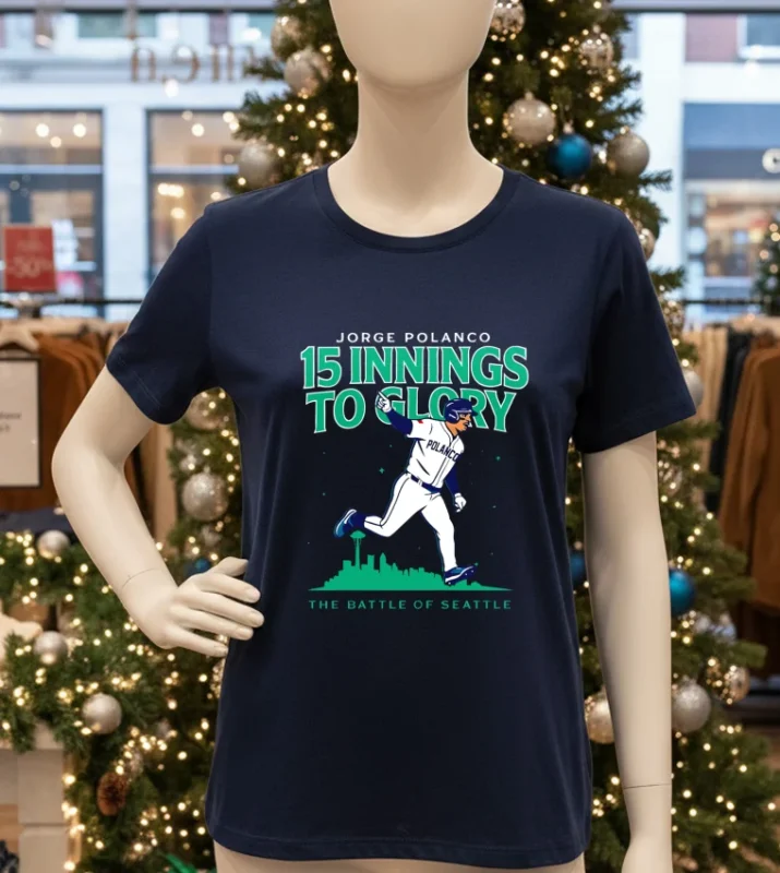 Seattle Mariners Jorge Polanco Mariners 15 Inning Game 5   Navy T Shirt