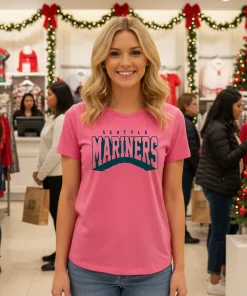 Seattle Mariners Retro Mariners   Pink T Shirt