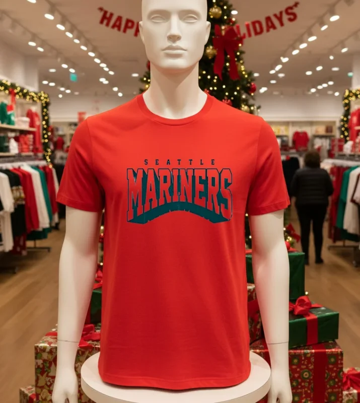 Seattle Mariners Retro Mariners   Red T Shirt