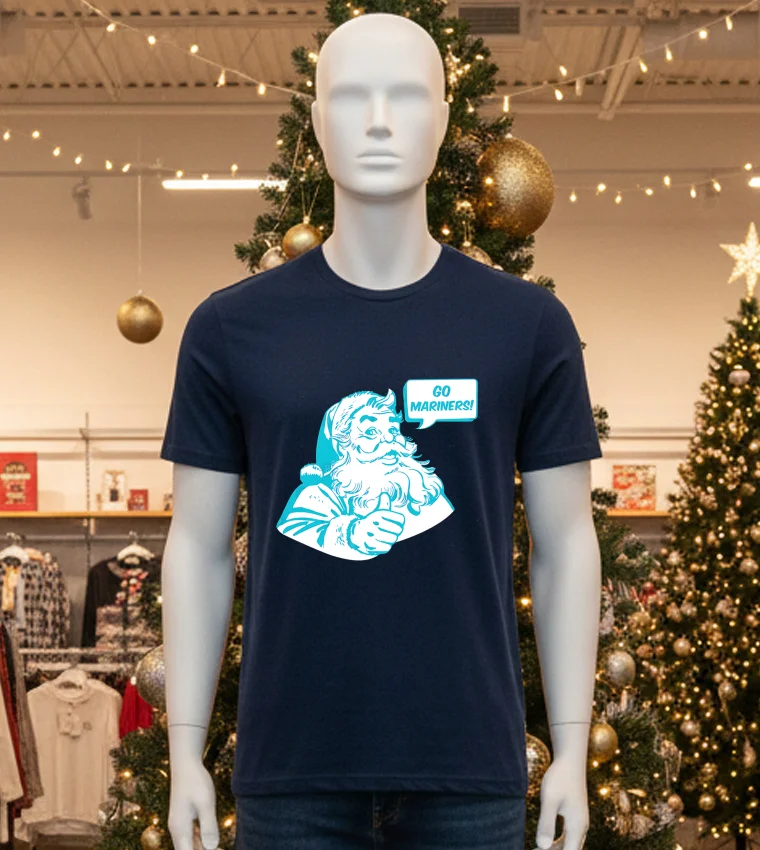 Seattle Mariners Santa Claus Go Mariners - black-t-shirt Seattle Mariners Santa Claus Go Mariners Black T Shirt