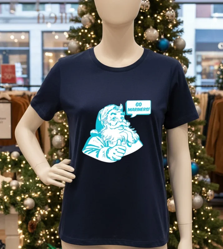 Seattle Mariners Santa Claus Go Mariners Navy T Shirt