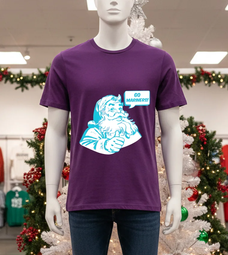 Seattle Mariners Santa Claus Go Mariners - purple-t-shirt Seattle Mariners Santa Claus Go Mariners Purple T Shirt
