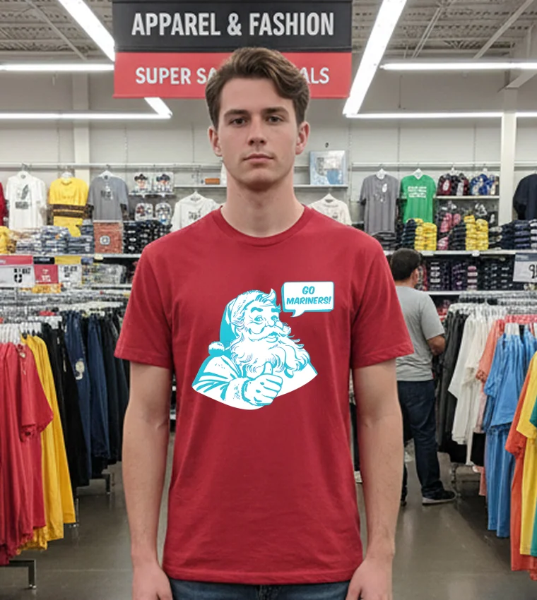 Seattle Mariners Santa Claus Go Mariners - red-t-shirt Seattle Mariners Santa Claus Go Mariners Red T Shirt