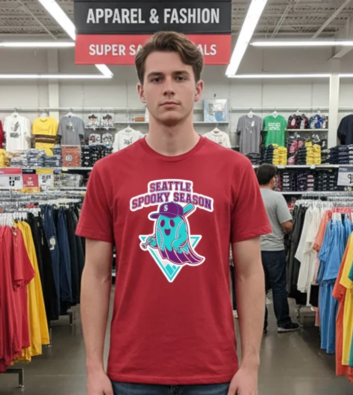 Seattle Mariners Seattle Spooky Season   Red T Shirt
