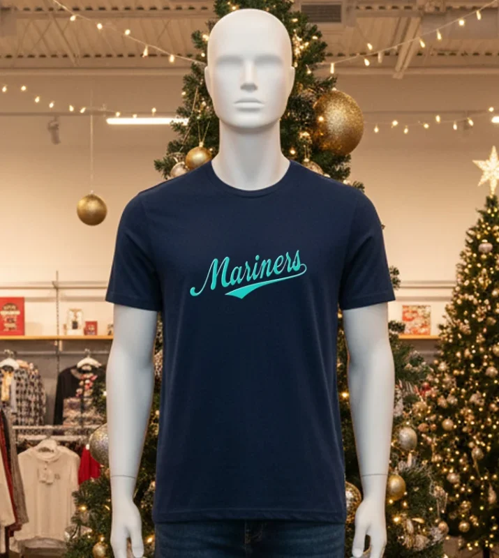 Seattle Mariners Vintage Baseball Script Black T Shirt