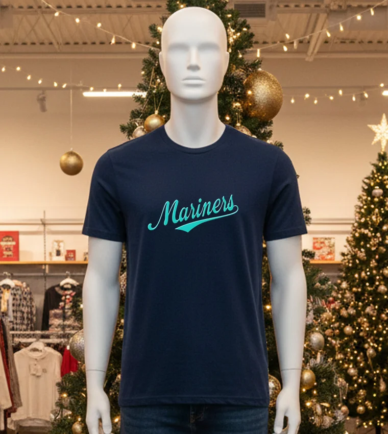 Seattle Mariners Vintage Baseball Script - black-t-shirt Seattle Mariners Vintage Baseball Script Black T Shirt