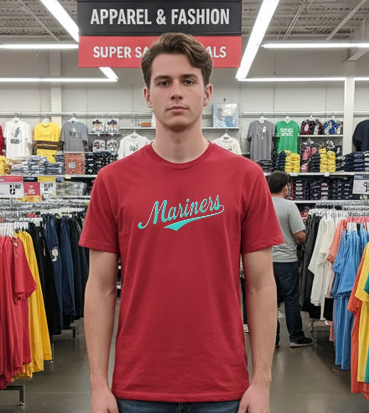 Seattle Mariners Vintage Baseball Script - red-t-shirt Seattle Mariners Vintage Baseball Script Red T Shirt