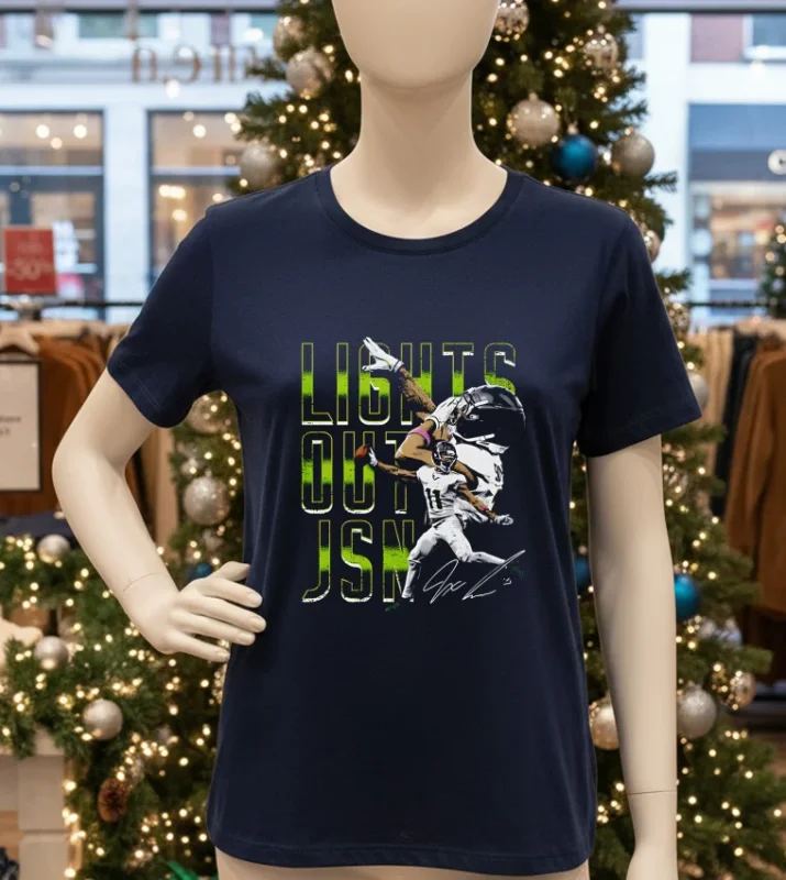 Seattle Seahawks Jaxon Smith Njigba Lights Out Jsn   Navy T Shirt