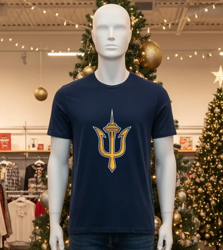 Seattle W Trident Logo   Black T Shirt