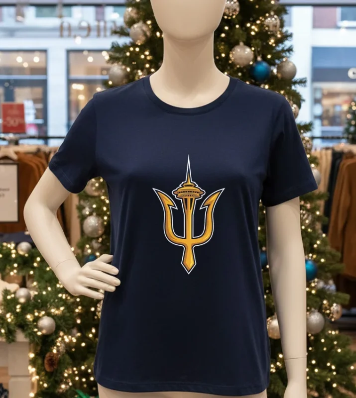 Seattle W Trident Logo   Navy T Shirt