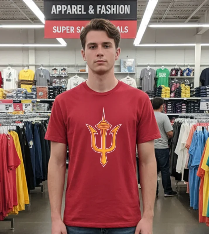 Seattle W Trident Logo   Red T Shirt