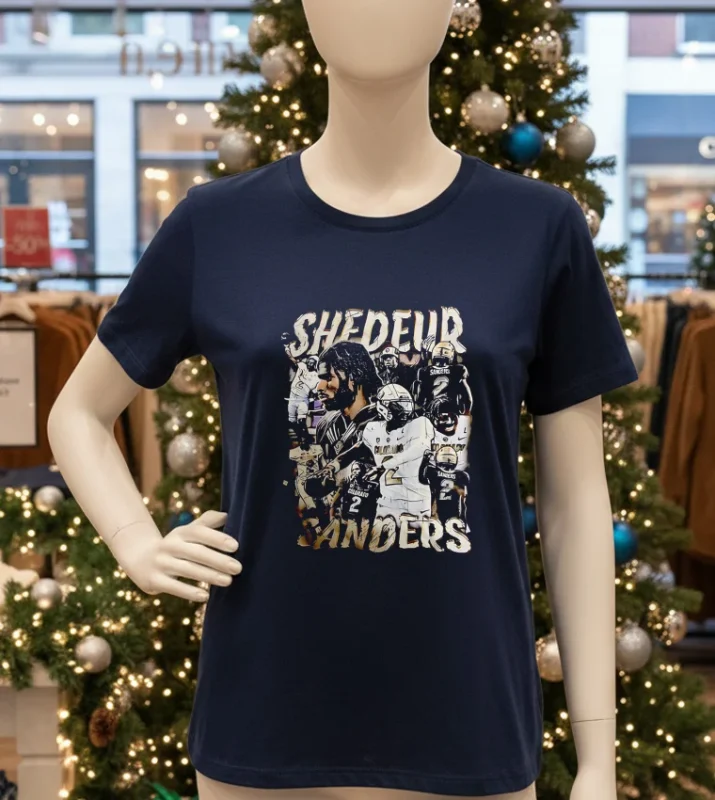 Shedeur Sanders Cleveland Browns Graphic Retro T   Navy T Shirt