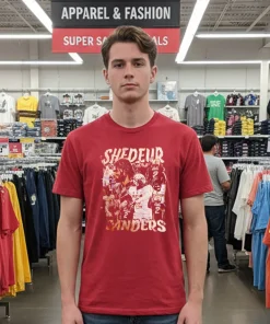 Shedeur Sanders Cleveland Browns Graphic Retro T   Red T Shirt