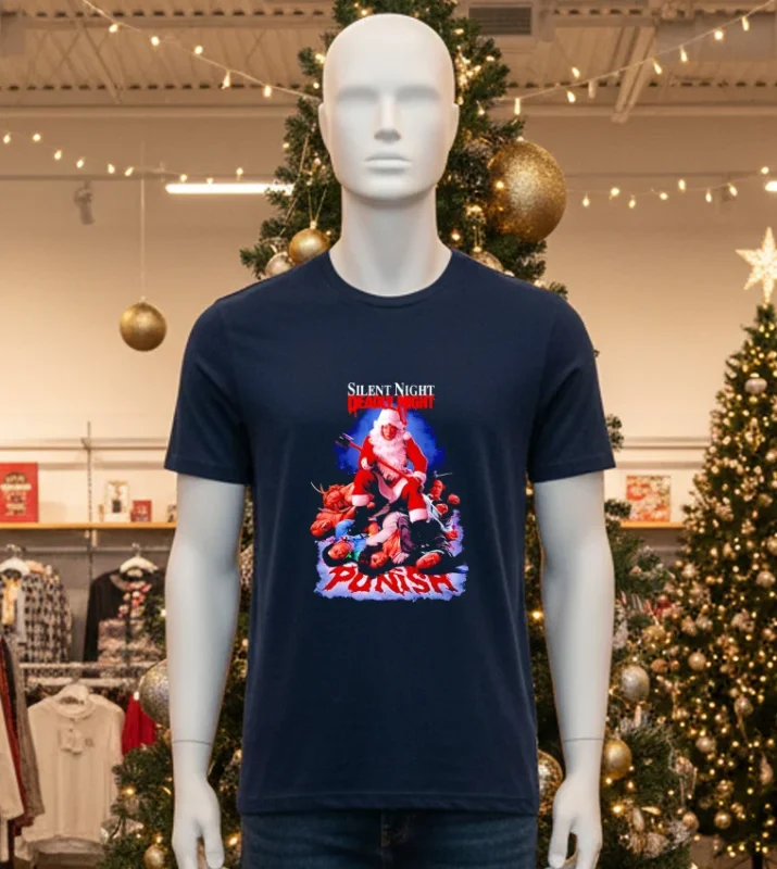 Silent Night Deadly Night Punishment Is Good Santa Christmas Black T Shirt