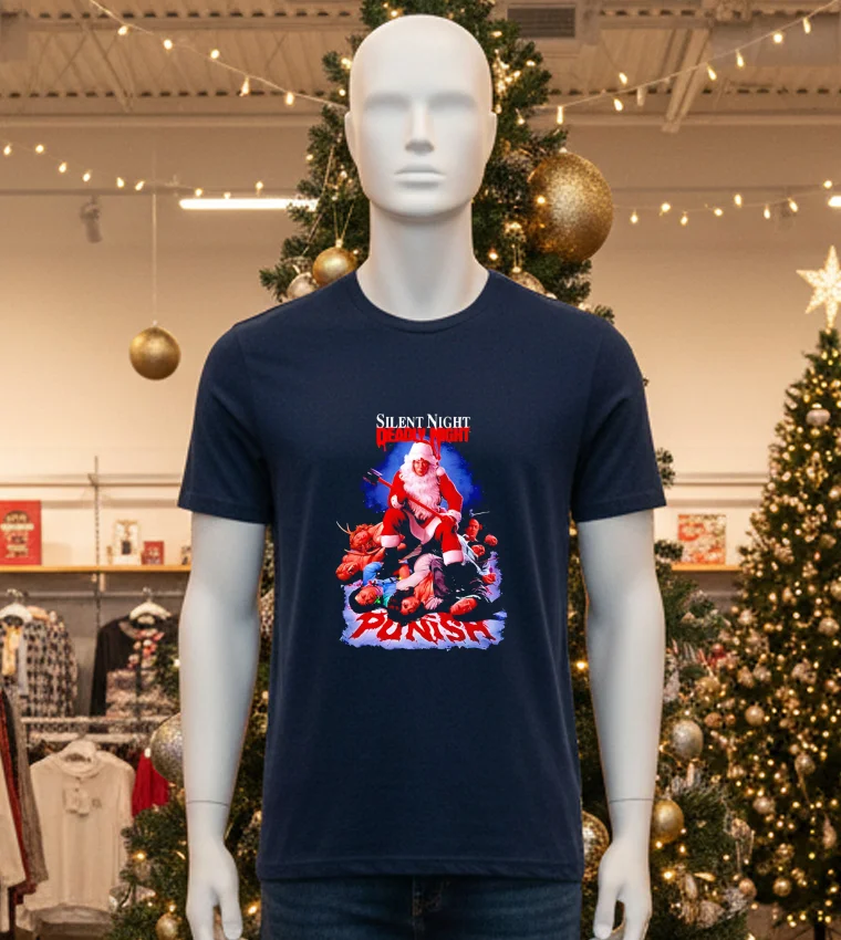 Silent Night Deadly Night Punishment Is Good Santa Christmas - black-t-shirt Silent Night Deadly Night Punishment Is Good Santa Christmas Black T Shirt