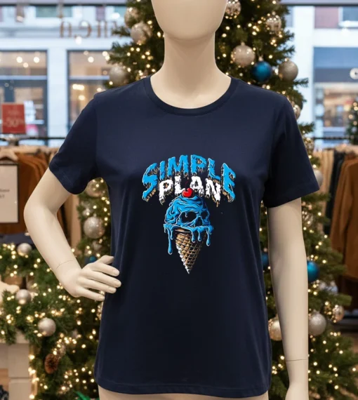 Simple Plan Ice Cream   Navy T Shirt