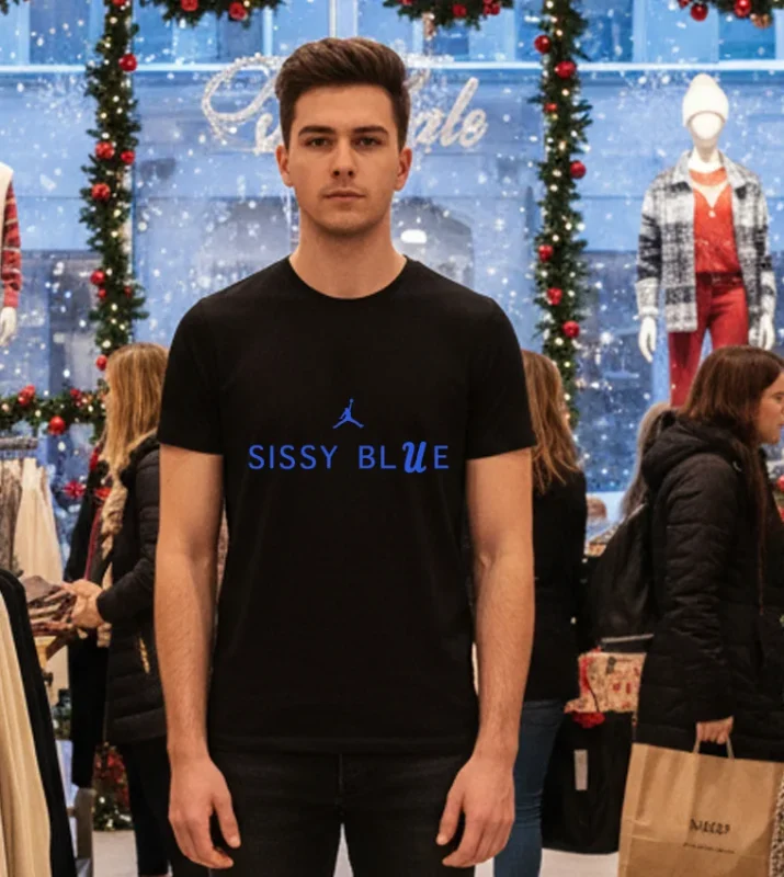 Sissy Blue Ucla Football   Black T Shirt