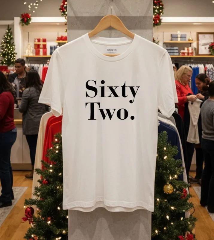 Sixty Two Text   White T Shirt