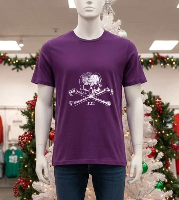 Skull & Bones 322 Distressed Skull And Crossbones   Purple T Shirt