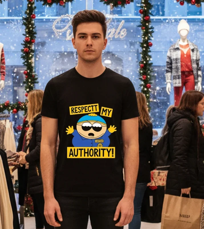 South Park Cartman Respect My Authority   Black T Shirt