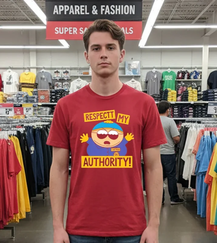South Park Cartman Respect My Authority   Red T Shirt