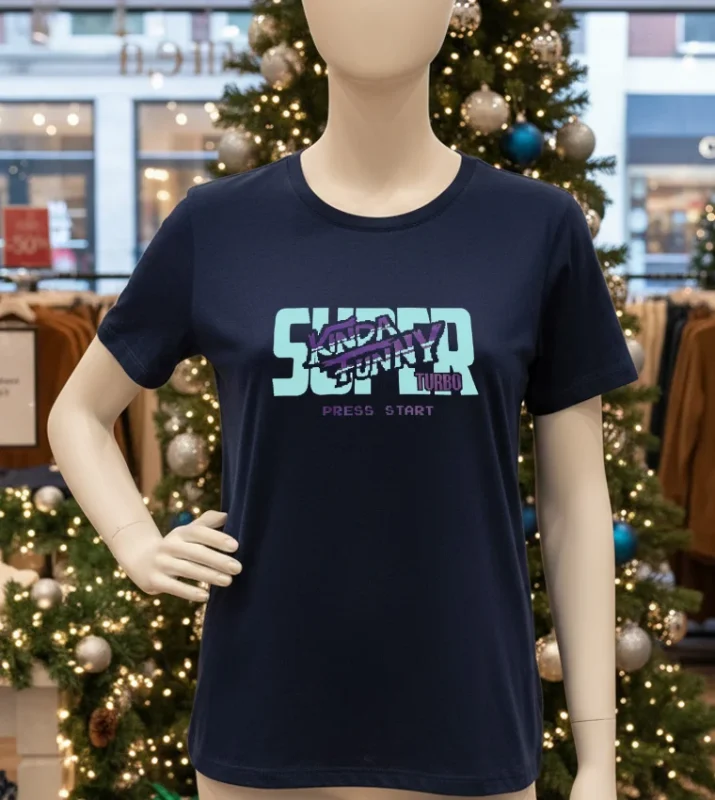 Super Kinda Funny Turbo Press Start T Navy T Shirt
