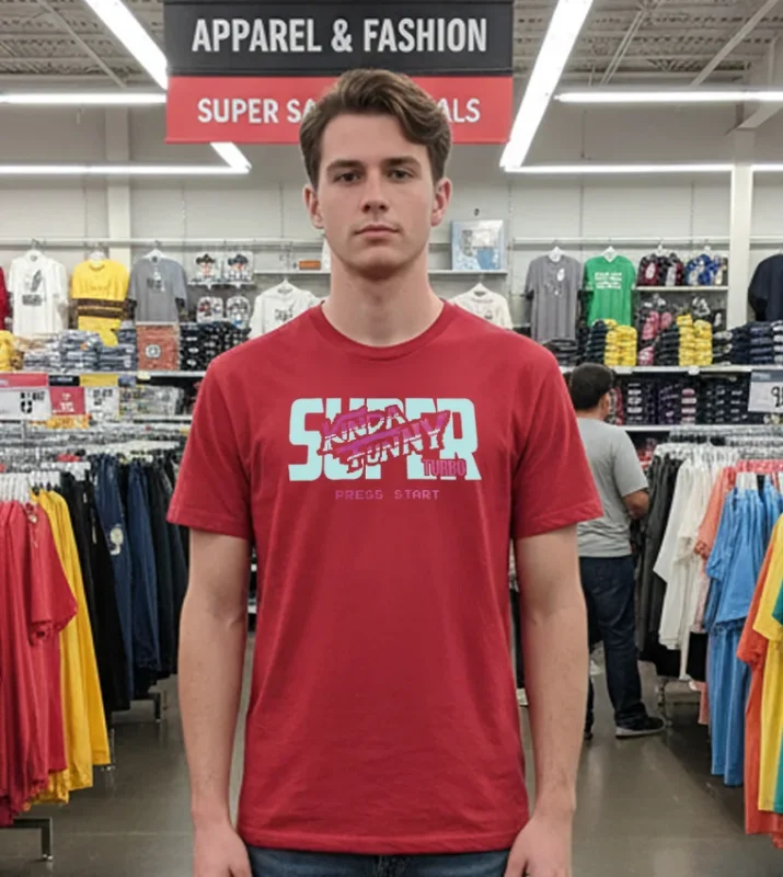 Super Kinda Funny Turbo Press Start T   Red T Shirt