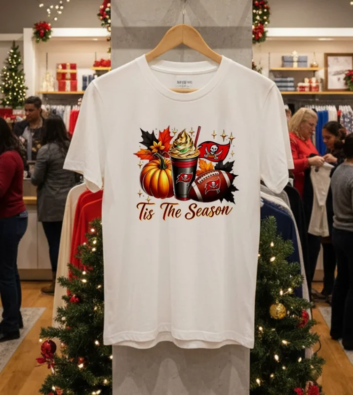 Tampa Bay Buccaneers Tis The Season Halloween   White T Shirt