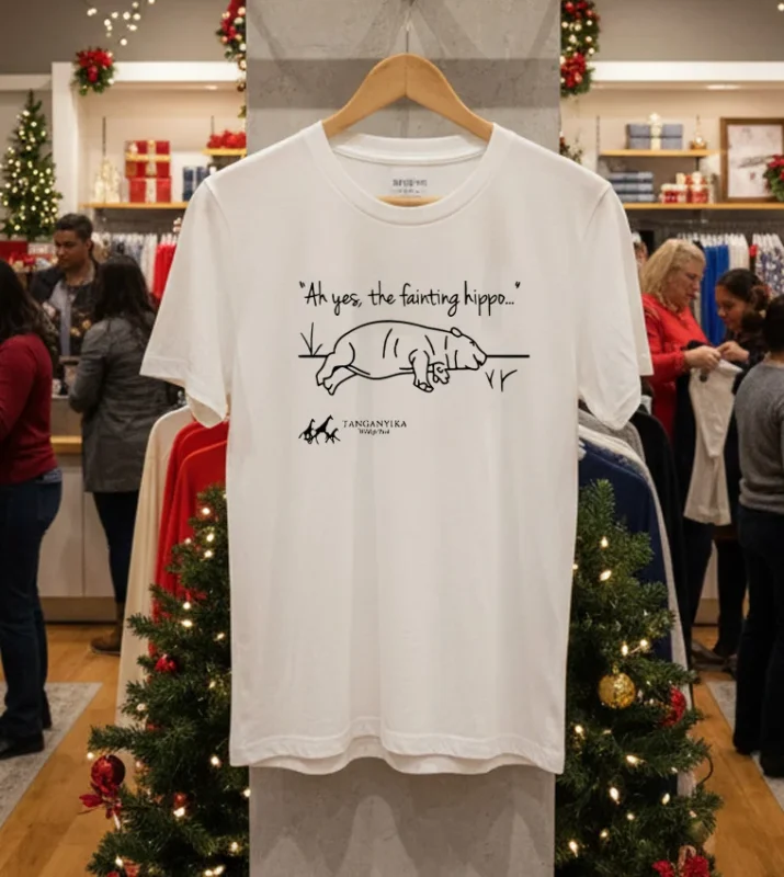 Tanganyika Wildlife Park Fainting Hippo White T Shirt