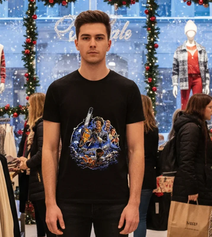 Texas Chainsaw Massacre Texas Battle Land T   Black T Shirt