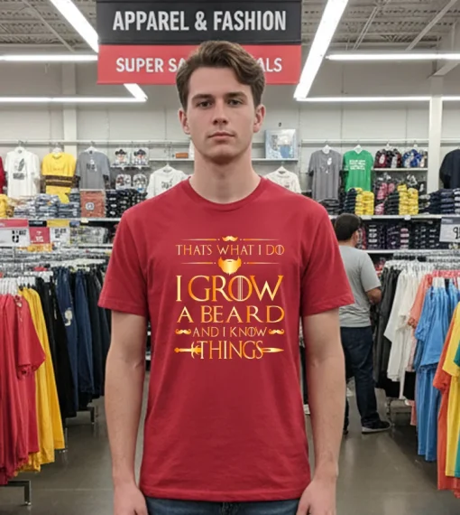 Thats What I Do I Grow A Beard And I Know Things   Red T Shirt