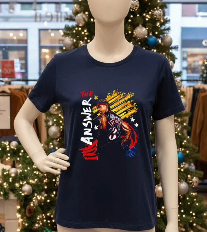 The Answer Allen Iverson Philadelphia 76Ers Graphic Art T   Navy T Shirt